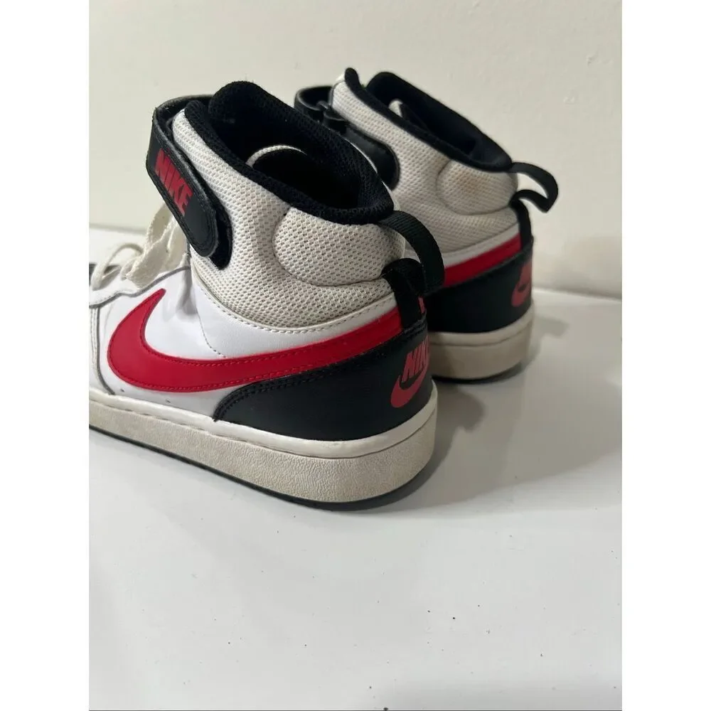 Nike Court Borough Mid 2 Sneakers Black Red White Size 6 Youth
